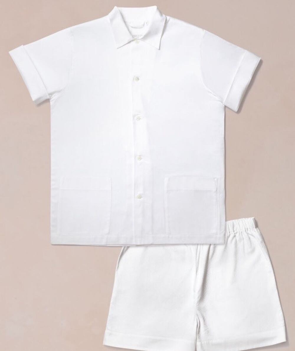 Frette 1860 The Luxury Collection White 2 Piece Short Sleeve Pajama Set L NEW
